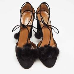 Pre Owned Aquazzura Black Suede Wild Russian D'Orsay Pumps Size 38