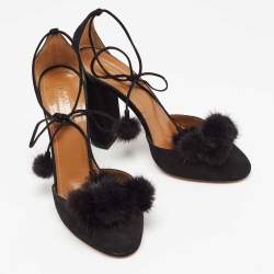 Pre Owned Aquazzura Black Suede Wild Russian D'Orsay Pumps Size 38