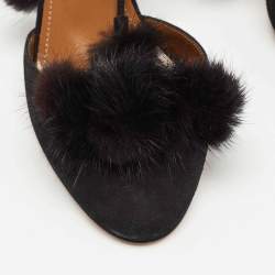 Pre Owned Aquazzura Black Suede Wild Russian D'Orsay Pumps Size 38