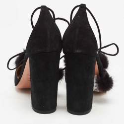 Pre Owned Aquazzura Black Suede Wild Russian D'Orsay Pumps Size 38