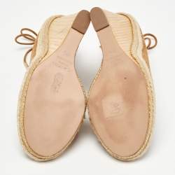 Pre Owned Aquazzura Brown Suede Sexy Thing Cutout Wedge Sandals Size 37.5