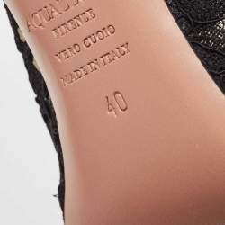 Pre Owned Aquazzura Black Lace and Suede Bow Ankle Tie Pumps Size 40