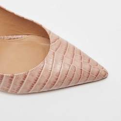 Pre Owned Aquazzura Beige Python Embossed Leather Ankle Tie Up Pointed Toe Pumps Size 40.5