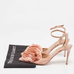 Pre Owned Aquazzura Pink Suede Powder Puff Pointed Toe Slingback Pumps Size 38.5