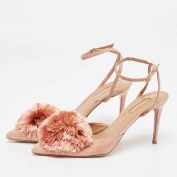 Pre Owned Aquazzura Pink Suede Powder Puff Pointed Toe Slingback Pumps Size 38.5