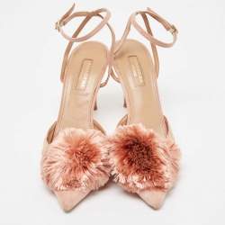 Pre Owned Aquazzura Pink Suede Powder Puff Pointed Toe Slingback Pumps Size 38.5