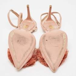 Pre Owned Aquazzura Pink Suede Powder Puff Pointed Toe Slingback Pumps Size 38.5