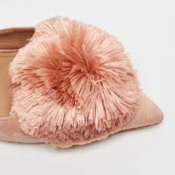 Pre Owned Aquazzura Pink Suede Powder Puff Pointed Toe Slingback Pumps Size 38.5