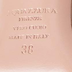 Pre Owned Aquazzura Beige Suede Pom Pom Pointed Toe Ankle Strap Pumps Size 38