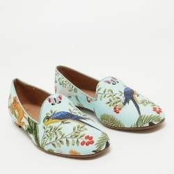 Pre Owned Aquazzura Multicolor Fabric Printed Loafers Size 41