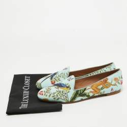 Pre Owned Aquazzura Multicolor Fabric Printed Loafers Size 41