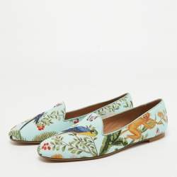 Pre Owned Aquazzura Multicolor Fabric Printed Loafers Size 41