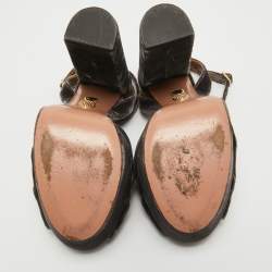 Pre Owned Aquazzura Brown Velvet Mira Block Heel Sandals Size 37