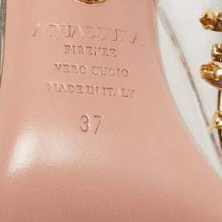 Pre Owned Aquazzura Gold Leather and PVC Temptation Slingback Pumps Size 37