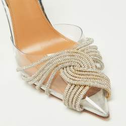 Pre Owned Aquazzura Transparent Crystal Embellished PVC Slingback Pumps Size 41