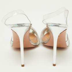 Pre Owned Aquazzura Transparent Crystal Embellished PVC Slingback Pumps Size 41