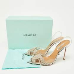 Pre Owned Aquazzura Transparent Crystal Embellished PVC Slingback Pumps Size 41
