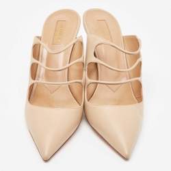 Pre Owned Aquazzura Beige Leather Minute Mules Size 40