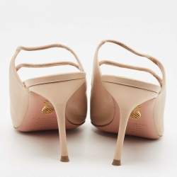 Pre Owned Aquazzura Beige Leather Minute Mules Size 40