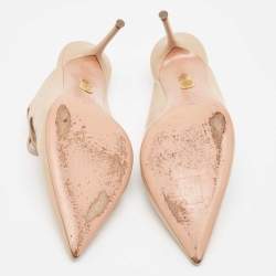 Pre Owned Aquazzura Beige Leather Minute Mules Size 40