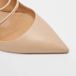 Pre Owned Aquazzura Beige Leather Minute Mules Size 40