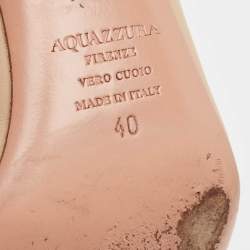 Pre Owned Aquazzura Beige Leather Minute Mules Size 40