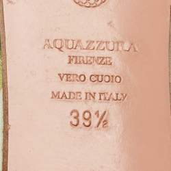 Pre Owned Aquazzura Turquoise Fabric Tropical Monkey Print Flat Slides Size 39.5