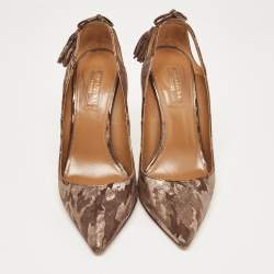 Pre Owned Aquazzura Brown Suede Animal Print Pumps Size 39.5