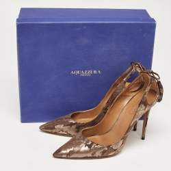 Pre Owned Aquazzura Brown Suede Animal Print Pumps Size 39.5