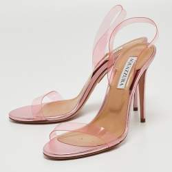 Pre Owned Aquazzura Pink PVC So Nude Slingback Sandals Size 38