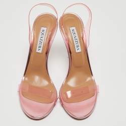 Pre Owned Aquazzura Pink PVC So Nude Slingback Sandals Size 38