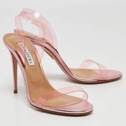 Pre Owned Aquazzura Pink PVC So Nude Slingback Sandals Size 38