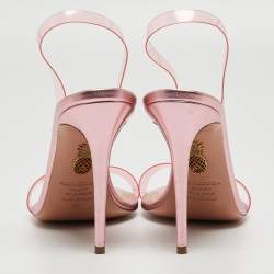 Pre Owned Aquazzura Pink PVC So Nude Slingback Sandals Size 38