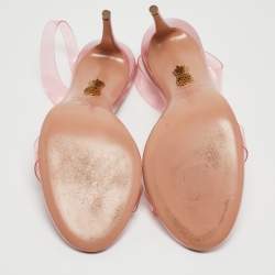 Pre Owned Aquazzura Pink PVC So Nude Slingback Sandals Size 38