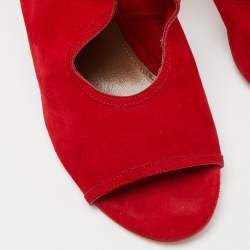 Pre Owned Aquazzura Red Suede Sexy Thing Cutout Sandals Size 40