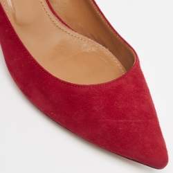 Aquazzura Red Suede Pointed Toe Pumps Size 37.5