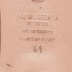 Pre Owned Aquazzura Red Suede Fringe Flat Slides Size 41