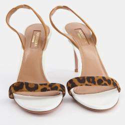 Aquazzura Nude Leopard Ankle Strap Sandals Size 37