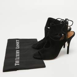 Aquazzura Black Suede Sexy Thing Sandals Size 37