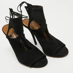 Aquazzura Black Suede Sexy Thing Sandals Size 37