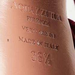 Pre Owned Aquazzura Burgundy Knotted Velvet Mira Sandals Size 36.5