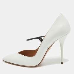 Pre Owned Aquazzura White Leather Mary Jane Pumps Size 40