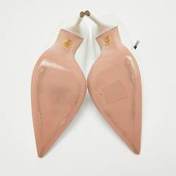 Pre Owned Aquazzura White Leather Mary Jane Pumps Size 40