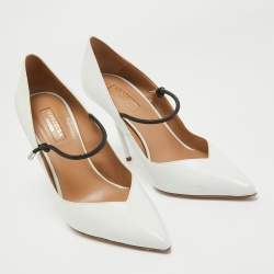 Pre Owned Aquazzura White Leather Mary Jane Pumps Size 40