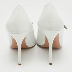 Pre Owned Aquazzura White Leather Mary Jane Pumps Size 40