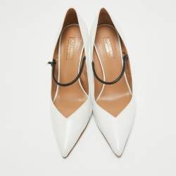 Pre Owned Aquazzura White Leather Mary Jane Pumps Size 40