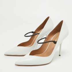 Pre Owned Aquazzura White Leather Mary Jane Pumps Size 40
