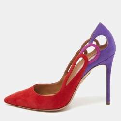 Pre Owned Aquazzura Tricolor Suede Fenix Pumps Size 38