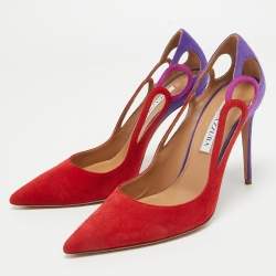 Pre Owned Aquazzura Tricolor Suede Fenix Pumps Size 38