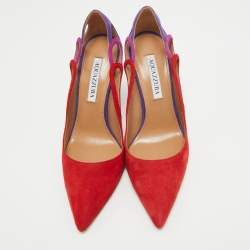 Pre Owned Aquazzura Tricolor Suede Fenix Pumps Size 38